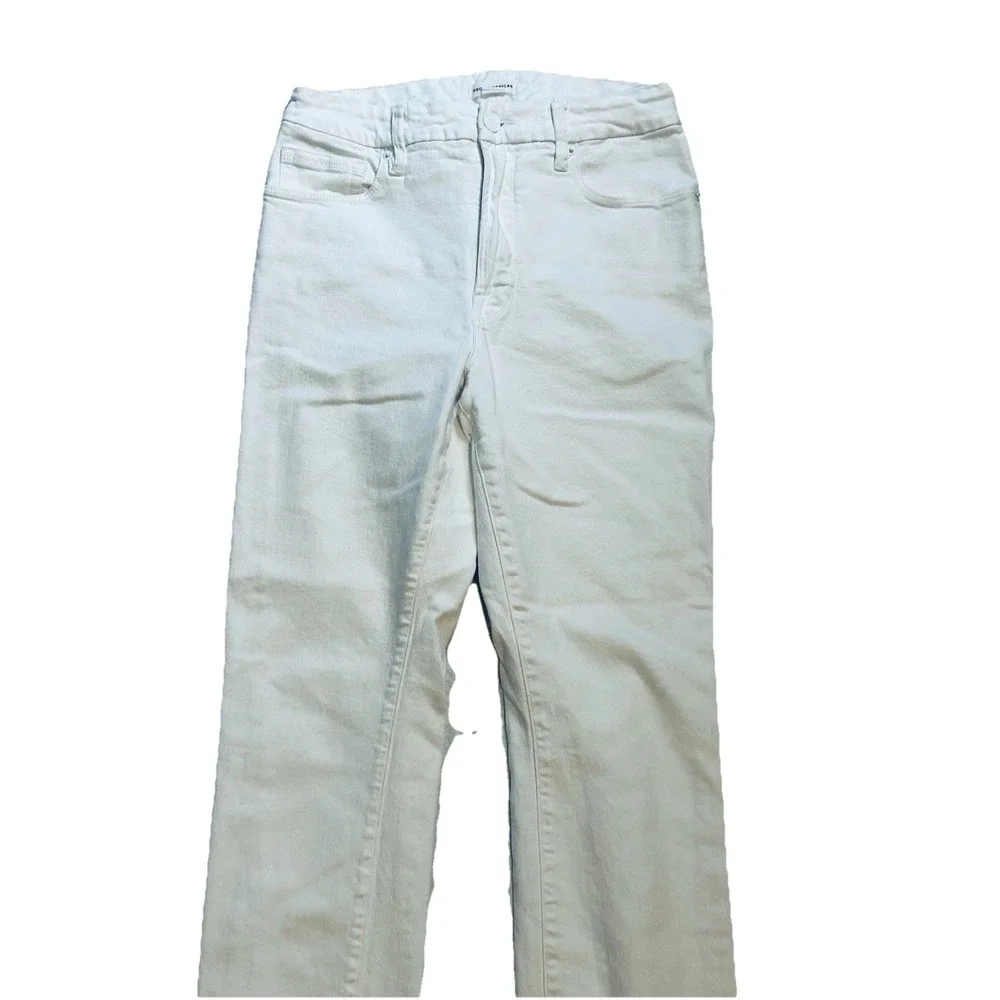 Good American Size 6/28 Raw Hem - Mid Rise - White - Jeans - Ankle (27
